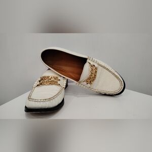 SANDRO PARIS PEBBLED WHITE LOAFERS